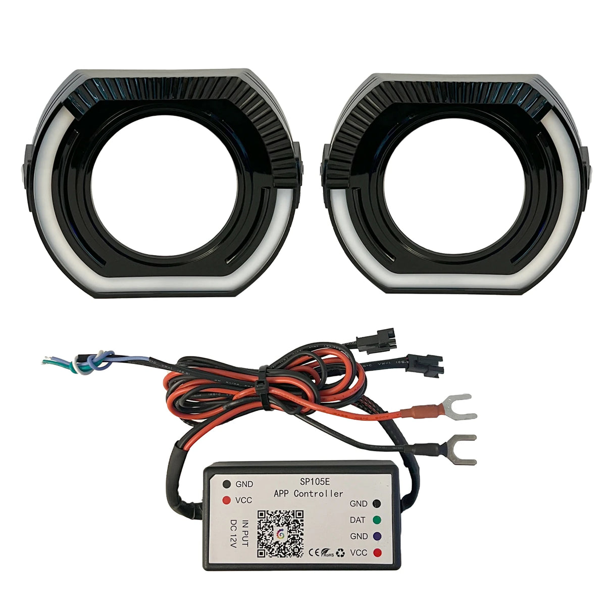 RGB Chasing Color Adjustable Frozen Angry Eye Shroud LED Projector H4 Headlight Retrofit Kits for Landcruiser