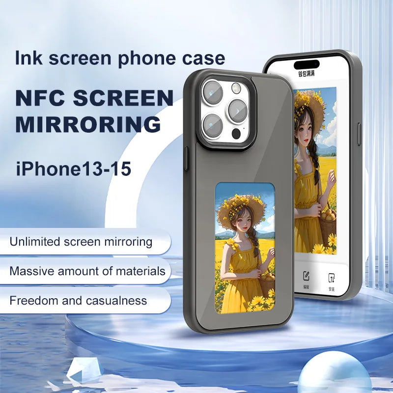 NFC 16promax iphone case E-ink screen four colors Image Transmission For Iphone 15 14 13 Pro Max DIY Cases Battery Free