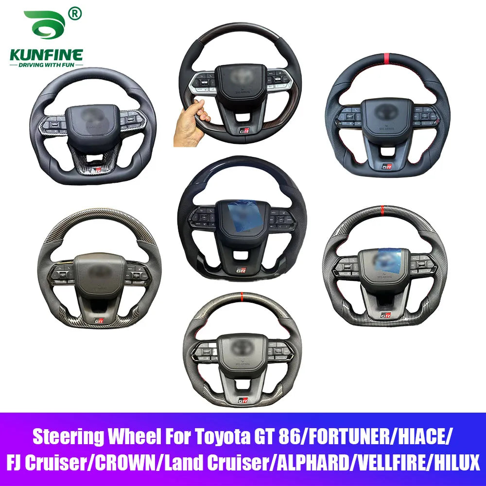 Carbon Fiber Steering Wheel For Toyota GT 86 FORTUNER FJ Cruiser HIACE LC70/76/79 Land Cruiser CROWN ALPHARD VELLFIRE HILUX