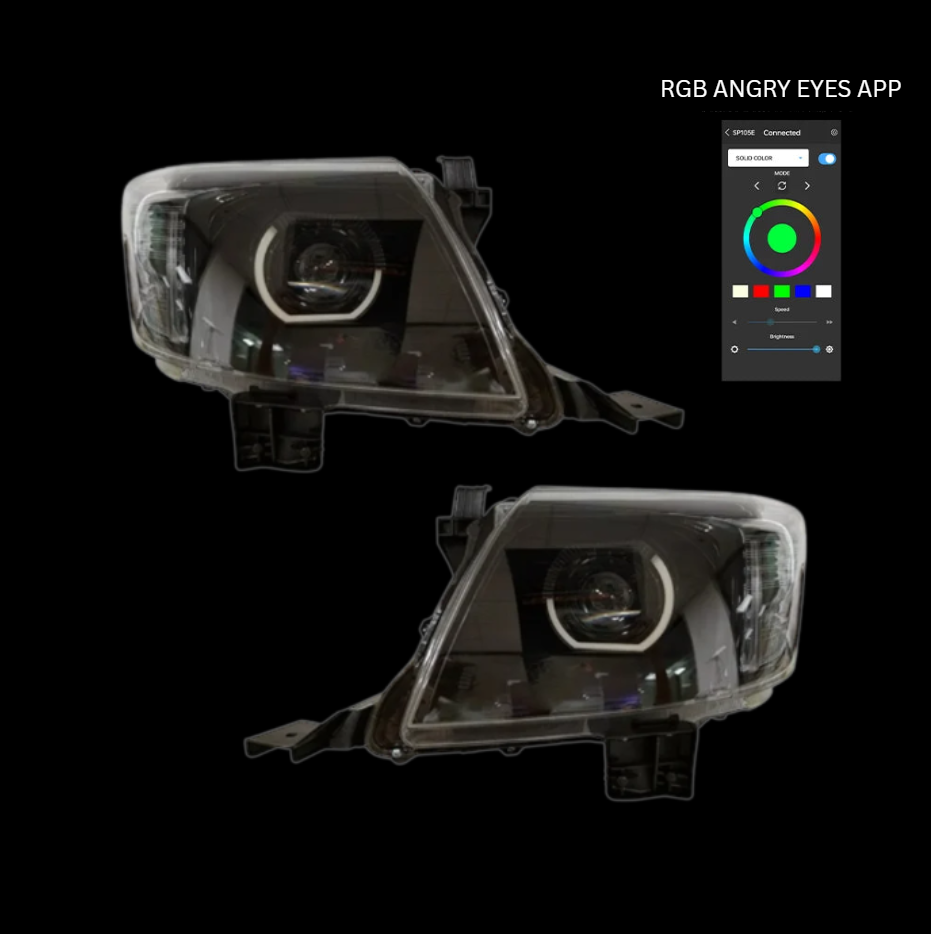 Toyota Hilux N70 (2005–2015) Retrofit Bi-LED Projector Headlights – Plug & Play with RGBW & Sequential Indicators